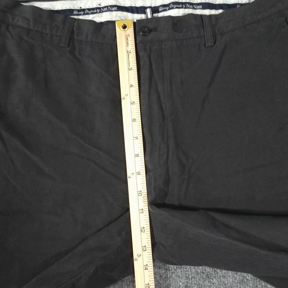 Nat Nast Pants Mens 38 Black Flat Front Silk Cotton Blend Luxury Originals Dress